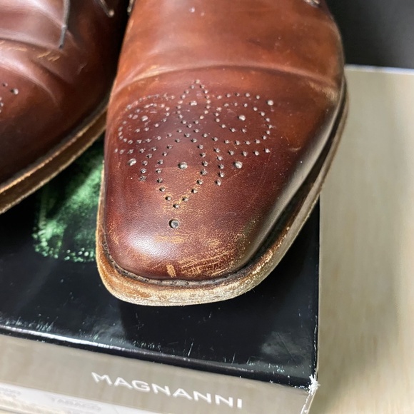 Magnanni Size 9.5 Gerardo Shoes Medallion Toe Derby Tobacco Brown Leather Oxford main image 16